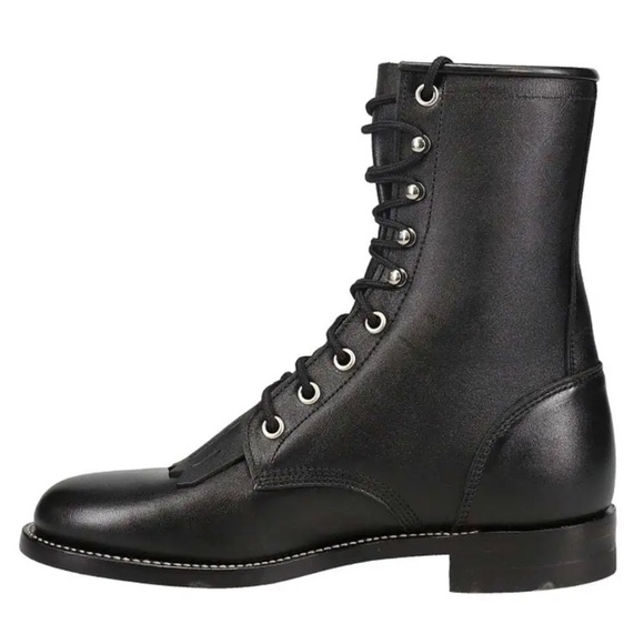 Black Western Boots size 8.5 D Toddler Boots NWOT Lace up Riding Kids - Picture 2 of 8